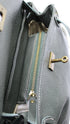 Juli - Handmade Calf Leather Studs Bag With Metallic Closure Petrol Green